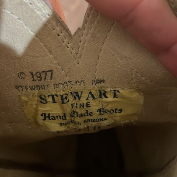 1977 Stewart Hand Made Leather Cowboy Boots Tan USA Men 8.5D Western Pointed Toe - Picture 7 of 11